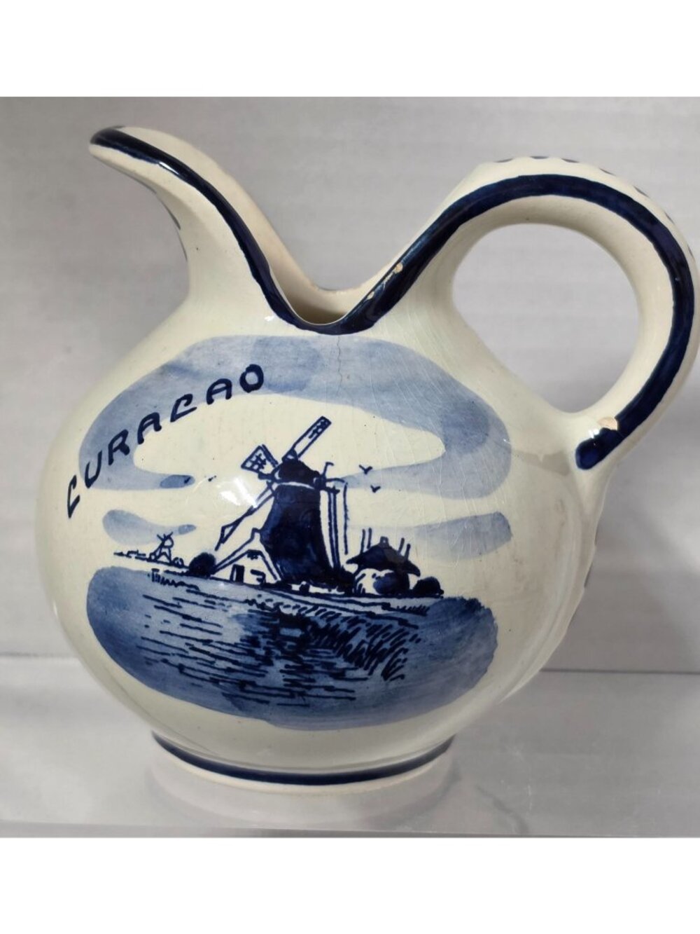 Vintage Delft Blue Curacao Souvenir Mini Pitcher Made in Holland 4"